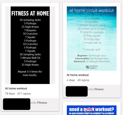 online workouts Pinterest
