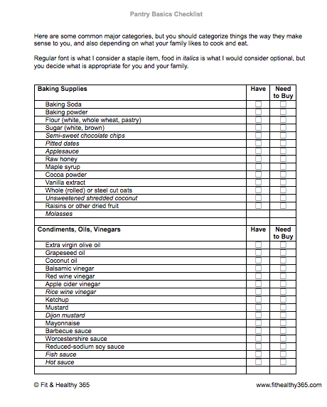 pantry basics checklist